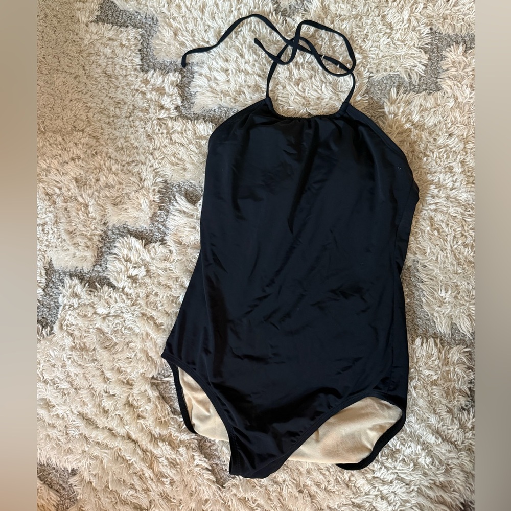 Lime Ricki Black Halter One-Piece Swimsuit